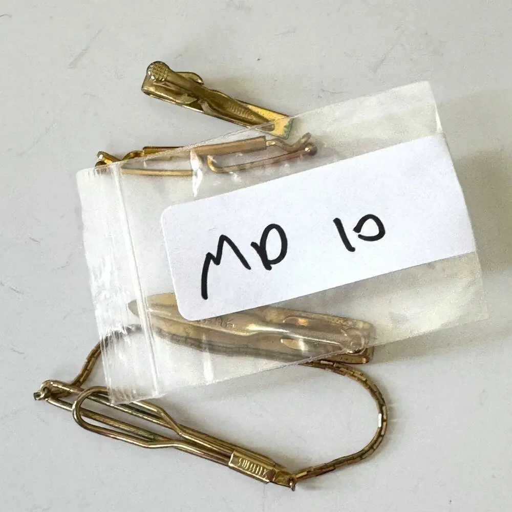 Vintage Lot of 5 Men’s Jewelry Swank Tie Bats and Tie Clips Gold Metal 1950s